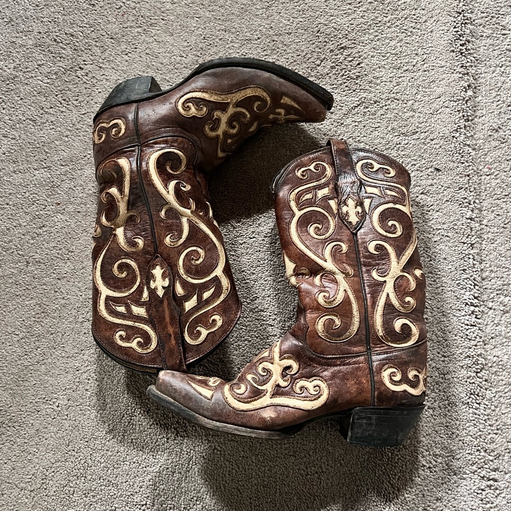 Brown and Cream  Tony Lama Western Boots